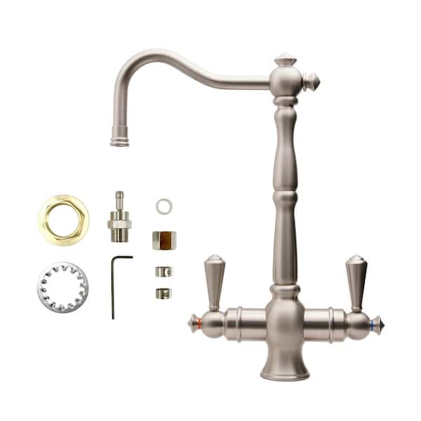 Rialto 2-Handle Instant Hot and Cold Reverse Osmosis Drinking Water Dispenser Faucet in Brushed Nickel