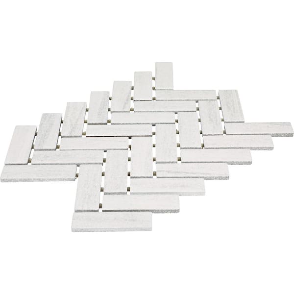 Modern Renewal Parchment 9 in. x 12 in. Glazed Ceramic Herringbone Mosaic Tile (6 sq. ft./Case)