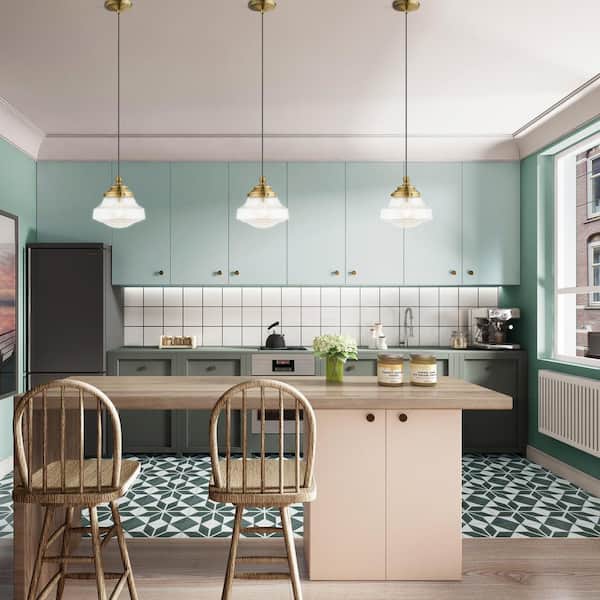 Art Glass Mini Pendants 1 Light Antique Brass Mini Pendant