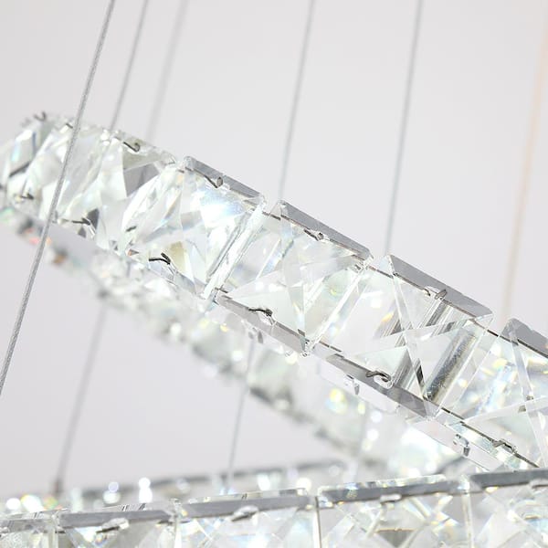 Jefferson 4 - Light Clear/Chrome Unique/Statement Geometric Integrated LED Chandelier Accents