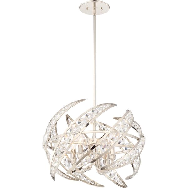 Crescent 4-Light Polished Nickel Pendant