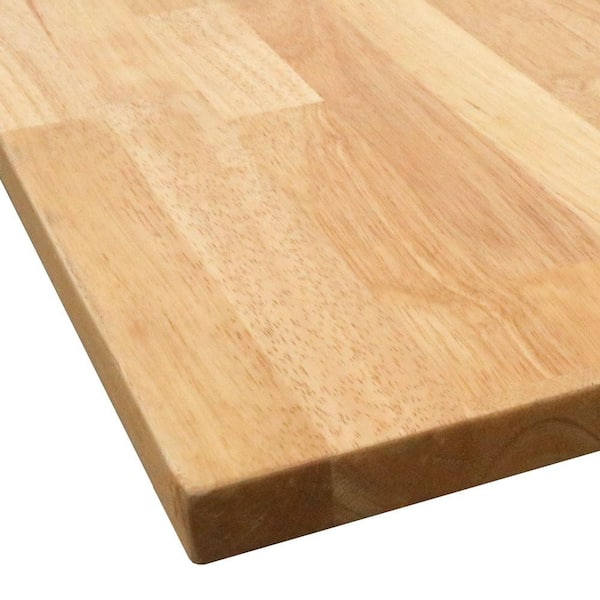 6 ft. L x 25 in. D Unfinished Hevea Solid Wood Butcher Block Countertop With Eased Edge