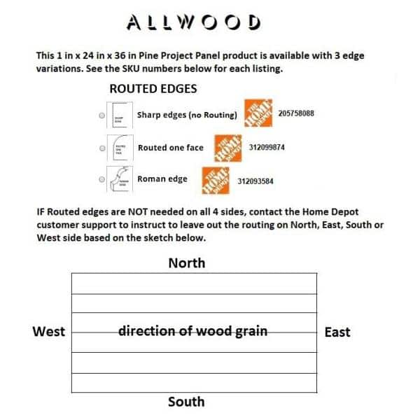 1 in. x 24 in. x 36 in. Allwood Pine Project Panel Table Island Top