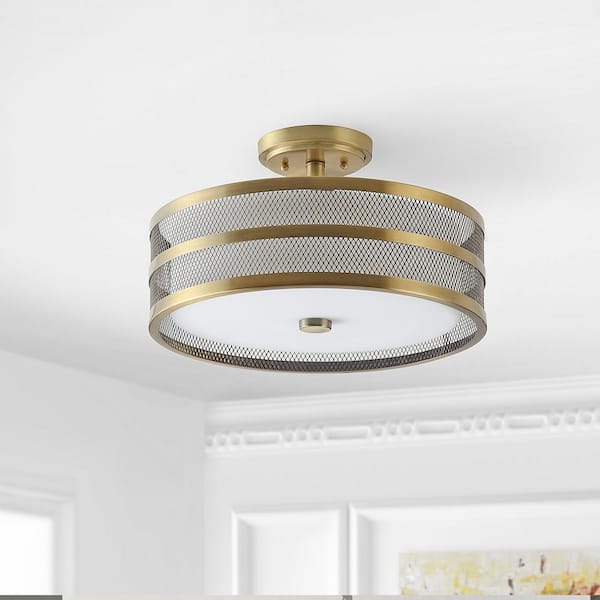 Great Veil 3-Light Antique Gold Semi-Flush Mount Light