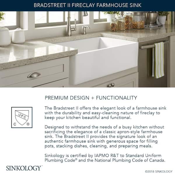 Bradstreet II 30 in. Farmhouse Single Bowl Crisp White Fireclay Kitchen Sink with Disposal Drain