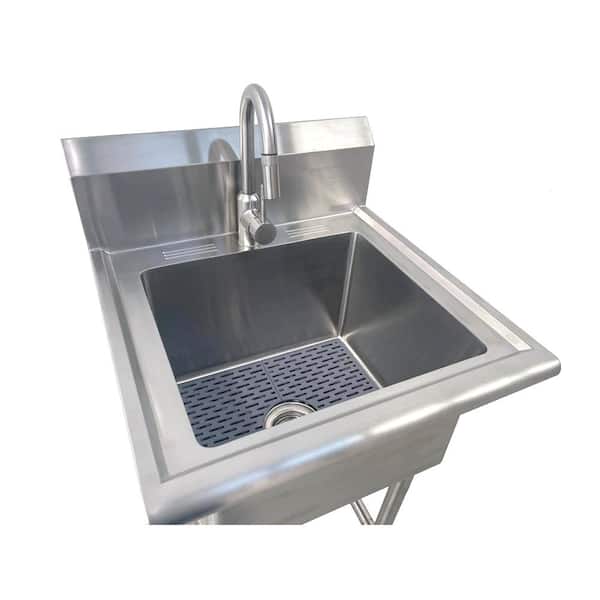 All-in-One 24 in. Stainless Steel Wall Mount Commercial Utility Kitchen Sink with Faucet