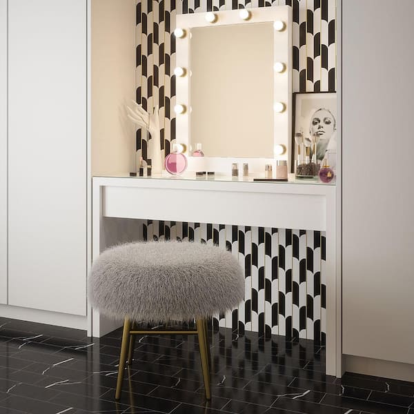 Jubilee White/Black 11.875 in.x 9.375 in.Polished Thassos/Nero Marquina Marble/Gold Metal Mosaic Tile(7.73 sq. ft./Case)