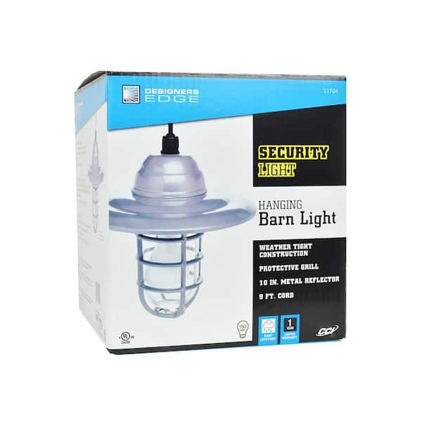 Farmers 1-Light Gray Outdoor Hanging Sconce with 10 in. Reflector and 6 ft. Cord