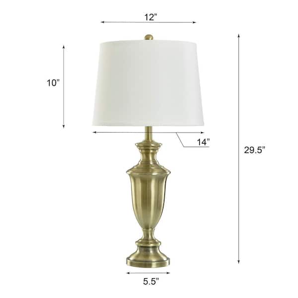 30 in. Table Lamp - Mercury Glass Finish - Off-White Hardback Fabric Shade