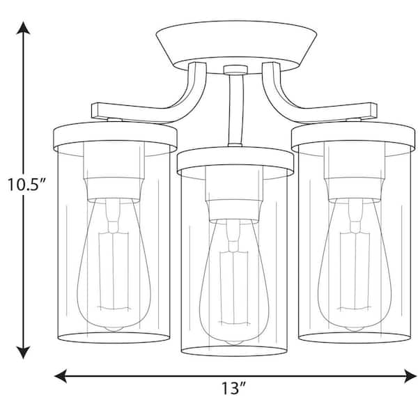 Lassiter 13 in. Brushed Nickel 3-Light Semi-Flush Mount