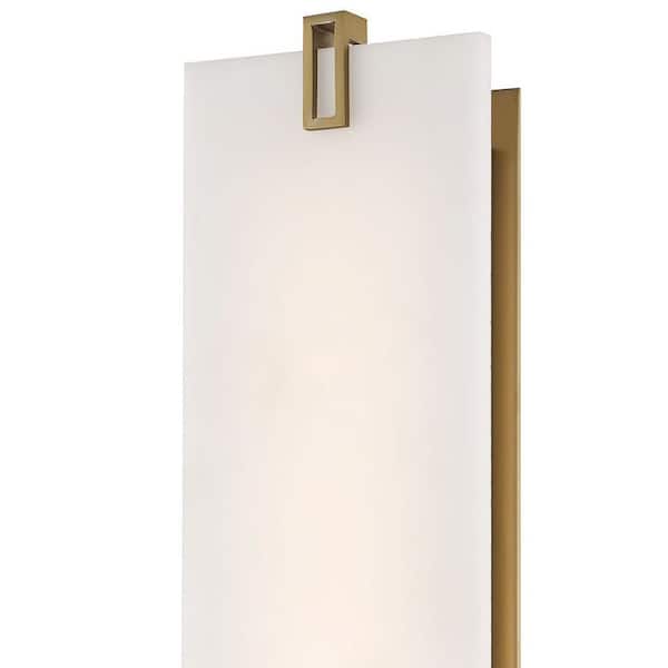 Aizen 1-Light Brass Soft 20-Watt LED Wall Sconce with White Faux Alabaster Shade