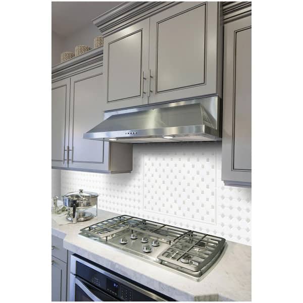 Octagon and Dot Matte White with Gray Dot 12 in. x 12 in. Glazed Ceramic Mosaic Tile (10 sq. ft./case)