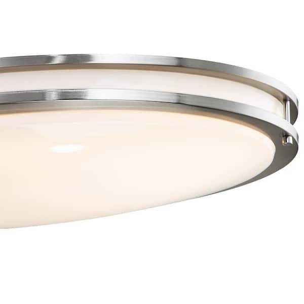 32.5 in. Brushed Nickel Oval 35-Watt Dimmable LED Flush Mount with Opal Acrylic Shades