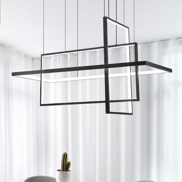 Boston 3 - Light Integrated LED Black Kitchen Island Chandelier with Wrought Iron Accents