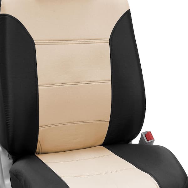 Polyester 47 in. x 23 in. x 1 in. Classic Khaki Full Set Car Seat Covers