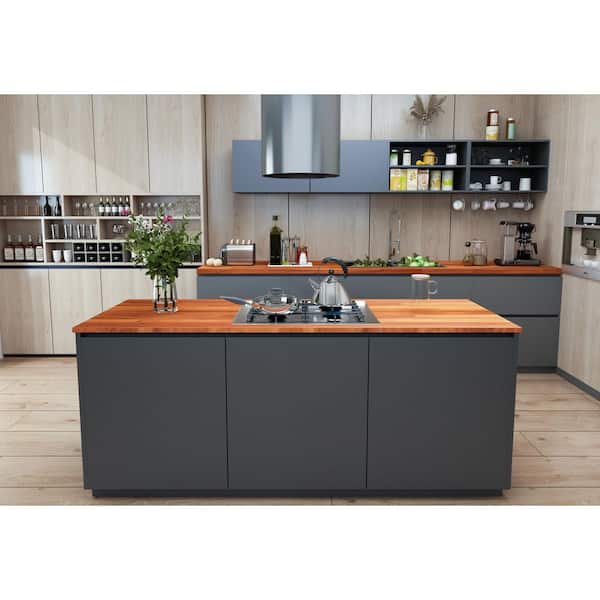 7.2 ft. L x 25 in. D, Karri Butcher Block Standard Countertop in Clear with Hybrid Edge