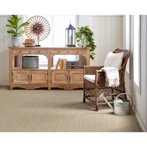 Port Isabel - Feather - Beige 15 ft. 46.8 oz. SD Nylon Pattern Installed Carpet