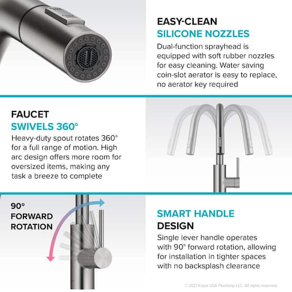 Oletto Pull-Down Single Handle Kitchen Faucet in Spot Free Stainless Steel