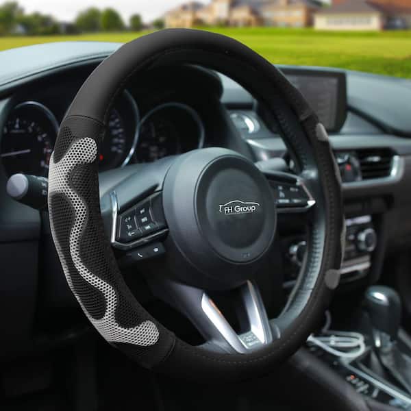 Universal Leather Car Steering Wheel Cover with Silicone Anti-Slip Grip