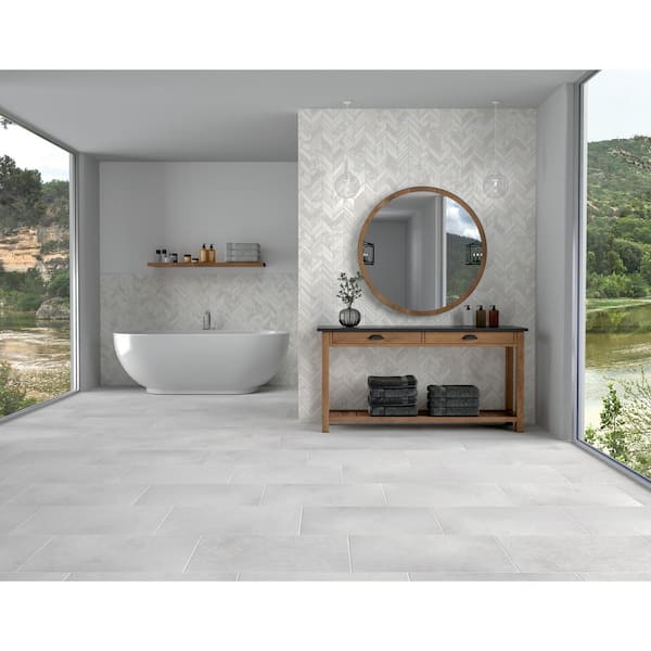 Pietra Divina Calacatta Dolomiti Polished 14 in. x 14 in. Marble Chevron Mosaic Tile (11.1 sq. ft./Case)