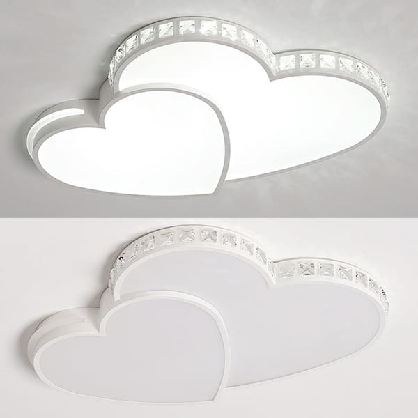 20 in. 1-Light White Integrated LED Flush Mount Heart Shape Design Ceiling Light
