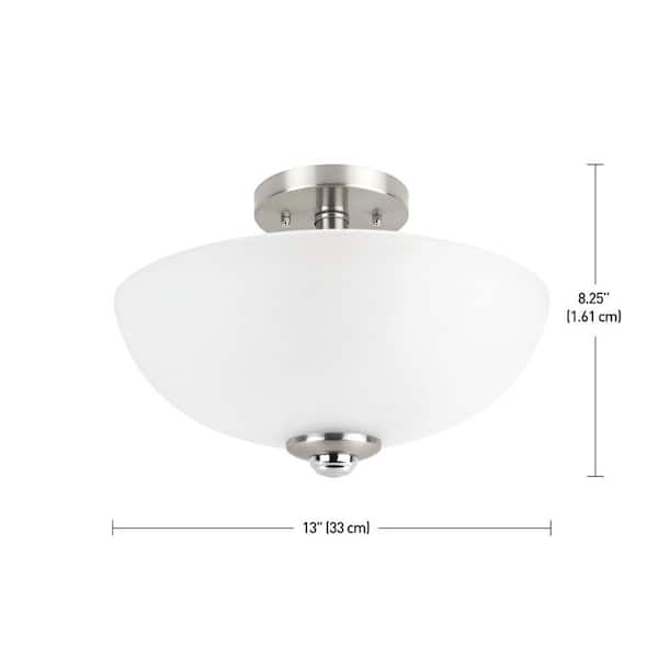 Hudson 2-Light Brushed Nickel with Chrome Accents Semi-Flush Mount Ceiling Light