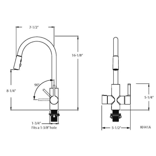 HotMaster 4-in-1 Single-Handle Pull Down Kitchen Faucet with DigiHot Instant Hot Water Tank in Stainless Steel
