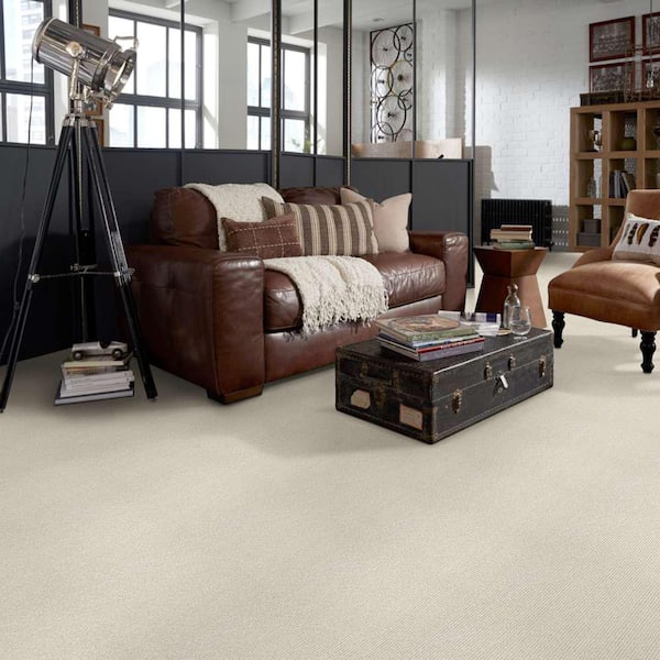Naples - Alabaster - Beige 37.4 oz. Nylon Loop Installed Carpet
