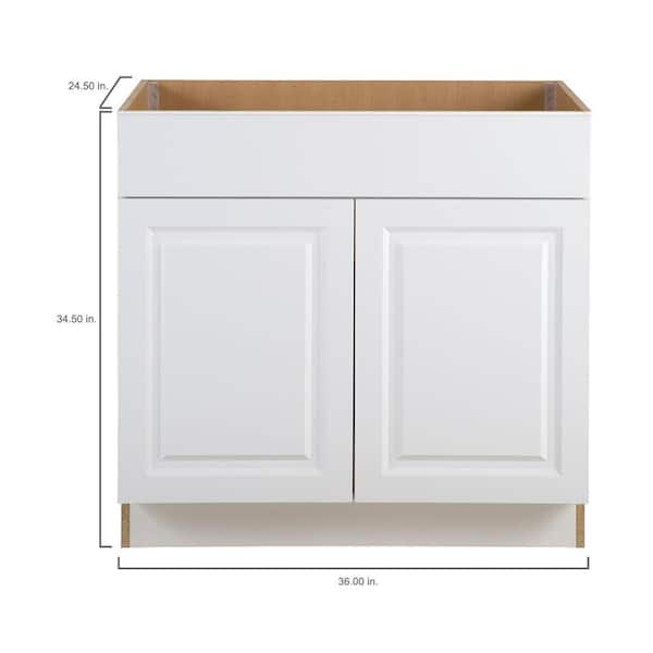 Benton 36 in. W x 24.5 in. D x 34.5 in. H Assembled Sink Base Kitchen Cabinet in White with False Drawer Front