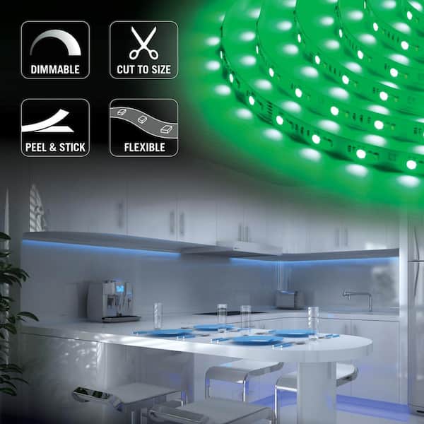 RibbonFlex Pro 24V RGB+WW 0.5 in. Hardwired White Integrated LED Linkable Under Cabinet Light 36+36+36 LED/m 32.8' 1-Pk