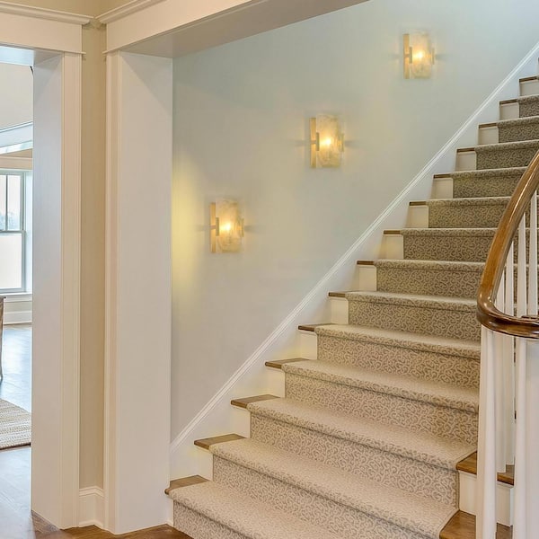 1-Light Modern Antique Gold Leaf Wall Sconce, Cloud-Like Glass Bedroom Wall Light, Mid-Century Modern Light Fixture