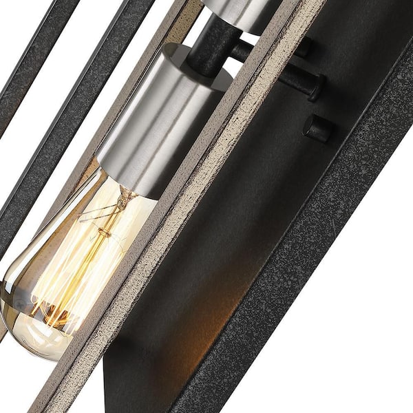 Sullivan 2-Light Black/Wood Tone Rustic Farmhouse Wall Sconce