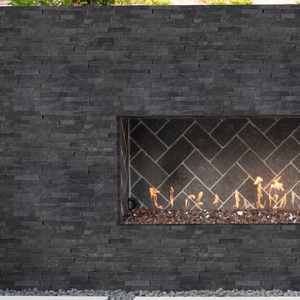 Premium Black Splitface Ledger Panel 6 in. x 24 in. Natural Slate Wall Tile (8 sq. ft./Case)