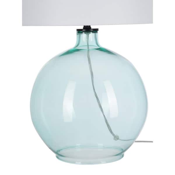 Windmere 21.5 in. Seagrass Green Glass Table Lamp with White Shade