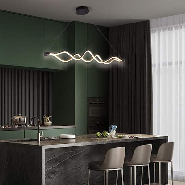 Modern Creative Integrated LED Dimmable Black Hanging Pendant Light