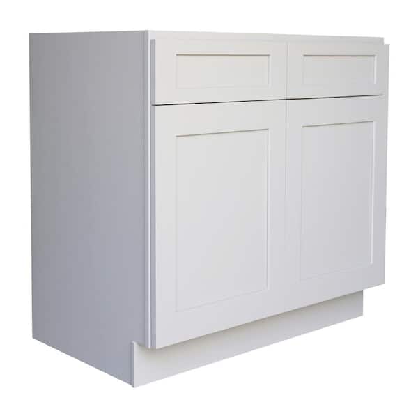 Ready to Assemble 42x34.5x24 in. Shaker Base Cabinet with 2-Door and 2-Drawer in Gray