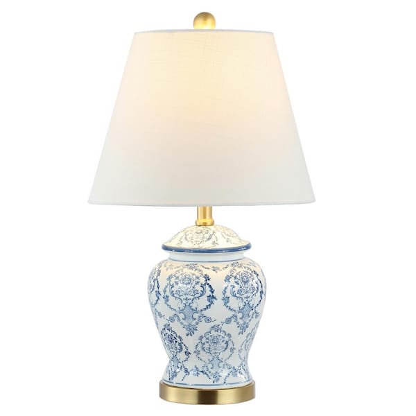 Juliana 22.25 in. Blue/White Traditional Classic Chinoiserie Ceramic LED Table Lamp