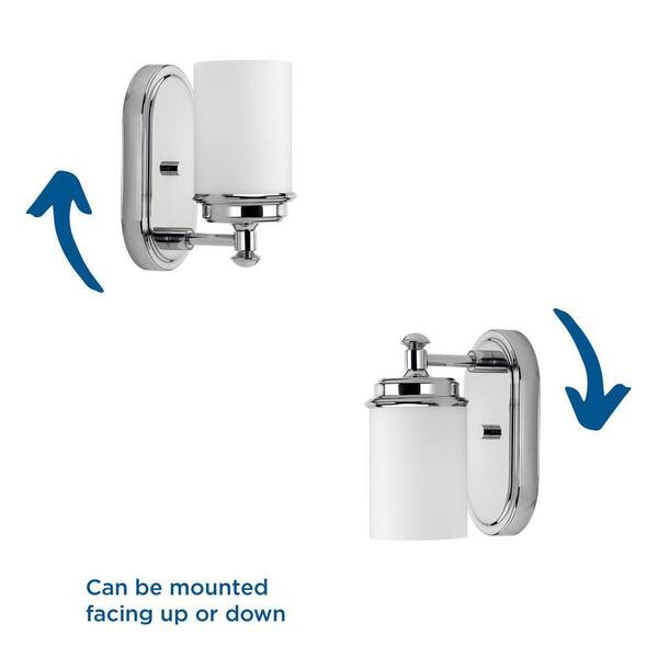 Glide Collection 1-Light Polished Chrome Etched Opal Glass Coastal Bath Vanity Light