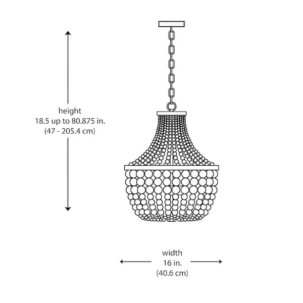 Cayman 3-Light Faux Wood Chandelier Light Fixture with White Beaded Shade