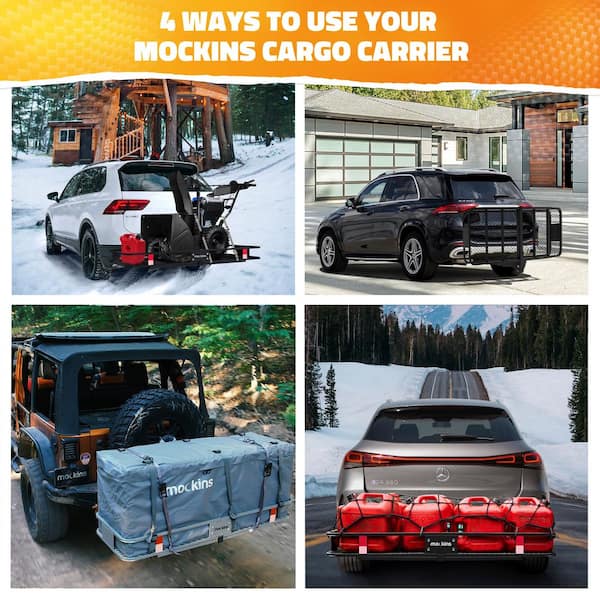 500 lb. Capacity Gray Hitch Mount Cargo Carrier Basket with 16 cu. ft. Cargo Bag, Net, Straps, Folding Shank, 2in. Raise