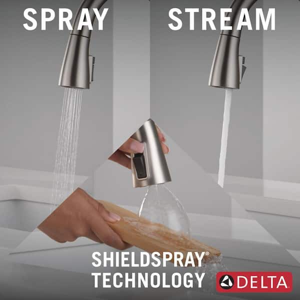 Bacuri Single Handle Pull-Down Sprayer Kitchen Faucet with Shield Spray and Soap Dispenser in Spotshield Stainless