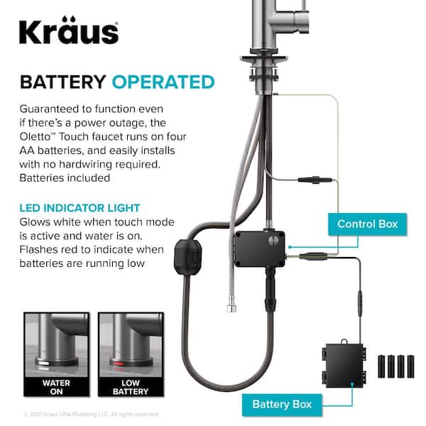 Oletto Single Handle Touch Pull Down Sprayer Kitchen Faucet in Spot Free Stainless Steel