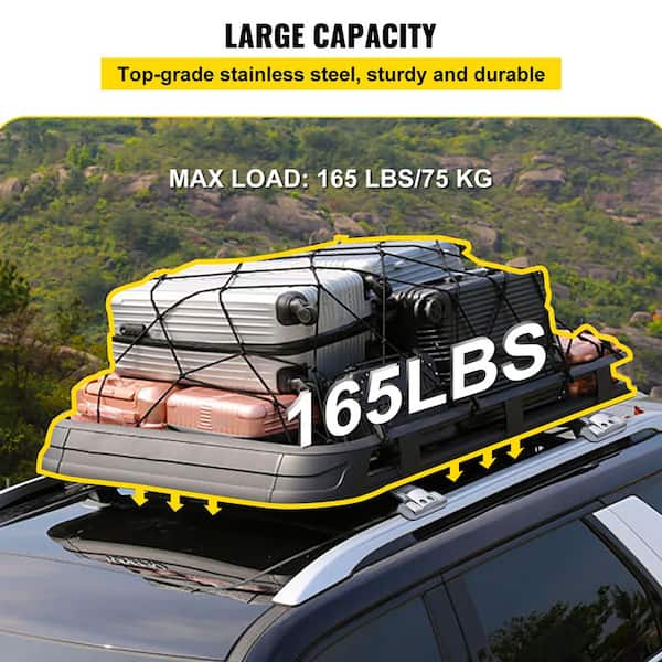 Roof Rack Rail Compatible with Jeep Grand Cherokee 2011- 2021 Cross Bar Silver Set Carrier Cross Bar Stainless Steel