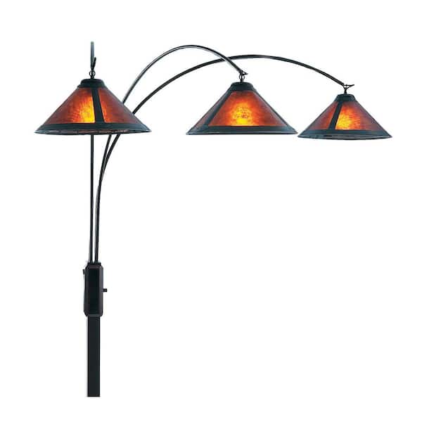 Mica 86 in. 3-Light Dark Brown Arc Lamp