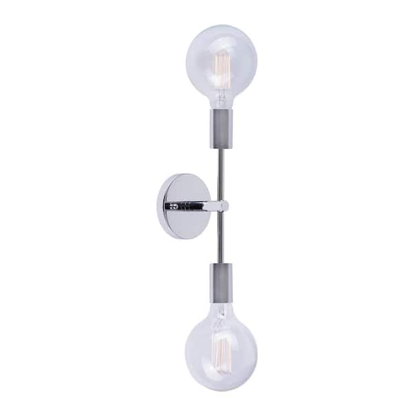 Baton 2-Light Chrome Wall Sconce Vanity Light
