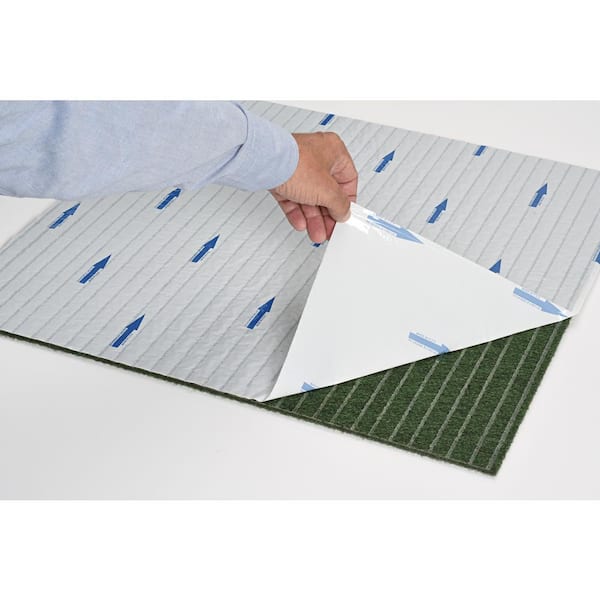 Peel and Stick Grizzly Grass 24 in. x 24 in. Pecan Artificial Grass Carpet Tiles (15-Pack)