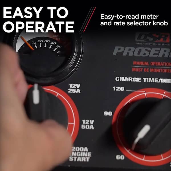 DSR ProSeries Automotive 6-Volt/12-Volt 225-Amp Manual Wheel Battery Charger and Jump Starter