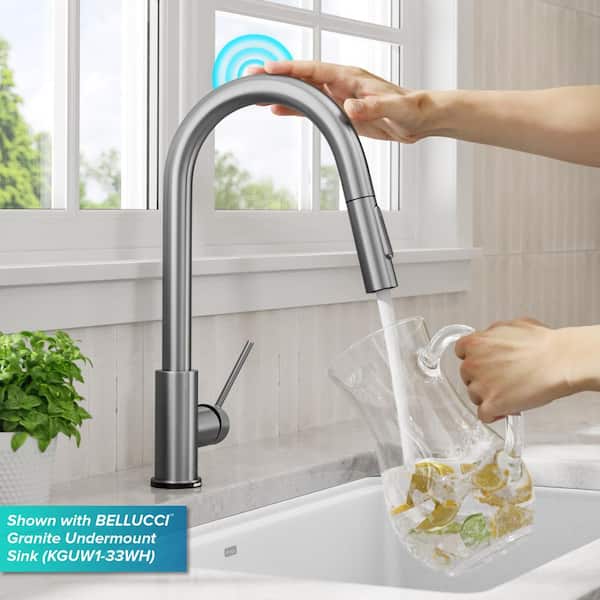 Oletto Single Handle Touch Pull Down Sprayer Kitchen Faucet in Spot Free Stainless Steel
