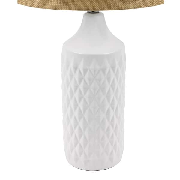 26.5 in. White Ceramic Table Lamp with Linen Shade