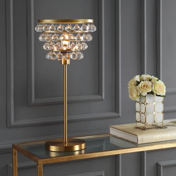 Buckingham 25 in. Brass Gold/Clear Crystal/Metal Table Lamp